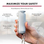 SABRE Auto Safe Escape Pepper Gel Spray with Seat Belt Cutter & Window Glass Breaker for Automotive Safety - Max Strength, Fast Flip-Top Safety, Snap-Clip Keychain, 10 Sec. Spray Time, 0.54 fl oz