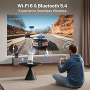 [Built-in Apps & 2026 Upgraded] Mini Projector with Wi-Fi 6 & Bluetooth 5.4, 1080P 4K Support Full HD, Auto Keystone 360° Portable Home Cinema Smart Projector for iOS/Android X1