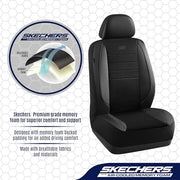 Skechers Air-Cooled Memory Foam Seat Covers,Mesh Thick Car Seat Covers,Piping Leather Car Seat Covers Front Seats,Airbag Compatible,Automotive Comfort Universal FitMost Cars,Vans,Truck,SUV,Black