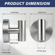 disbam Waterproof No-Drilling Suction Cup Shower Hooks, Brushed Nickel | Strong Vacuum Hold | No Wall Damage | Durable 304 Stainless Steel | Perfect for Bathroom Towel, Robe & Shower Mirror