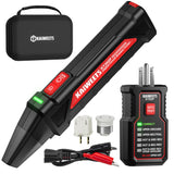 KAIWEETS Circuit Breaker Finder Tool Kit, GFCI Outlet Tester with Dual LED | Dual-Sided LED Indicators, Electrical Circuit Tracer Tool with Flashlight, Includes Carrying Case and Adapters- KT302P