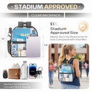 Clear Backpack for Stadium Events Sports Fan Backpack Stadium Bag 12x6x11 | Transparent Security Backpack,Heavy Duty PVC Small Clear Bag for Concerts, Sports,Work,School