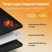 Amerbro 2 PCS Heat Resistant Mats for Countertop Air Fryer, 18x15in, Black | 1022 ℉ Fireproof mat, air fryer accessories for ninja, cosori, waterproof hot pads for kitchen toaster, oven, coffee maker