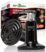 REPTI ZOO 100W Reptile Heat Lamp 2Pack Ceramic Heat Emitter Night Heat Lamp Bulbs Reptile Terrarium Heat lamp Tank Heat Bulb for Turtle Bearded Dragon Gecko Lizard Snake Chicken E26
