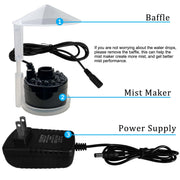 PULACO Mist Maker, Indoor Fountain Mister Foggers, Small Pond Fog Machine Atomizer Air Humidifier Perfect for Water Feature, Halloween