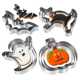 Halloween Cookie Cutters Set - 12 Pieces Stainless Steel Halloween Cookie Cutters Shape,Pumpkin, Ghost, Bat and Cat Cookie Cutter Shapes for Halloween Food Party Decorations