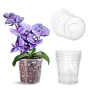 TRUEDAYS Orchid Pot, 4 Pack 5 Inch Plant Pot with Drainage | Clear Orchid Pots with Drainage Holes for Repotting, Sturdy Plastic Plant Pot for Plants, Ideal for Healthy Root Growth