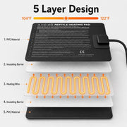Aiicioo Reptile Heating Pad - Hermit Crab Heater Heat Mat for Reptiles Snake Lizard Terrarium 8 Watt
