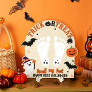 My First Halloween Sign Baby's First Halloween Wooden DIY Footprint Keepsake Kit Nursery Decor Baby Milestone Card Funny Trick or Treat Smell My Feet Photoshoot Prop Gifts for Baby Showers