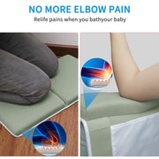 JJGoo Bath Kneeler with Elbow Rest Pad Set, 1.5 inch Kneeling Pad Mat for Bathtub Baby Bathing Parents, Painless Foam Mat with Toy Organizer Pockets, Non-Slip for Baby and Toddler Bathing