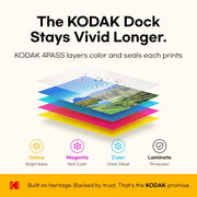KODAK Dock Plus 4x6 Photo Printer, Smartphone Docking, 4PASS, 50 Sheets | Bluetooth, iPhone & Android Smartphone Compatible, Charge While Printing, Water, Fingerprint and Fade Resistant