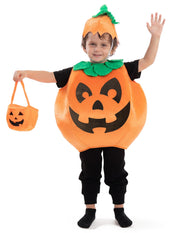 Spooktacular Creations Halloween Pumpkin Costume Kids with Basket Outfit for Toddler Child Halloween Dress Up Party