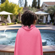 ORIGINAL KIDS Hooded Bath Towel - 100% Cotton Pink Waffle Weave Kids Towel | Oversized 30x56 Large Terry Towel Bath Wrap with a Hood for Kids Toddlers - Super Absorbent Quick Dry Shower Pool Beach Towel