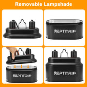 REPTITRIP Reptile Heat Lamp Fixture, Dual Light Fixture with Two Switches | Max 160W Each E26 Socket, Compatible with ceramic heat emitter, basking heat lamp, UVB bulb, for Bearded Dragon turtle lizard
