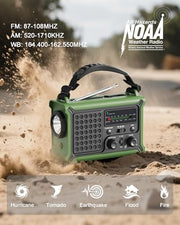 Emergency Weather Radio with Large Solar Panel, Real 12000mAh Battery | Efficient Hand Crank, AM/FM/NOAA Bands, LED Flashlight, Reading Lamp, SOS Alarm & Phone Charger for Camping & Emergencies