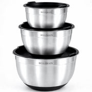 Bellemain Stainless Steel Mixing Bowls with Airtight Lids Set - Set of 3 | Non-slip Silicon Base, Kitchen Essentials for Baking & Serving (Mix, Serve, and Store), Rust-resistant, Dishwasher Safe