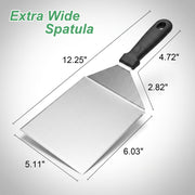 Cuttte Extra Wide Metal Smash Burger Spatula with Beveled Edges 6 x 5inches | Heavy Duty Stainless Steel Large Metal Spatula for Grill, Griddle, Pizza, Fish, Meat, Pancake Flipper Turner, Dishwasher Safe