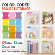 RUICHUAN 12 x 12 Scrapbook Paper Storage, 20 Pack Clear Snap Envelopes | Scrapbook Organizer with 24 Labels, Holds Cardstock, Vinyl Sheets and Photos in Craft Rooms, Offices and Schools