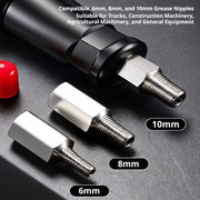 Heavy Duty Grease Fitting Cleaner Tool with M6 M8 Adapters (6/8/10 Long) | Clears Hardened Grease Buildup, Universal Adapter Fit, Sturdy Metal Body, Steady Ergonomic Grip, For Mechanics Workshops