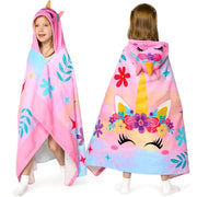 Joiedomi Unicorn Hooded Towels for Kids Soft 100% Cotton Kids Beach Towel 30" x 50" for 3-8 Years Boy Girl Beach Hooded Poncho Absorbent Pool Toddler Swim Bath Wrap