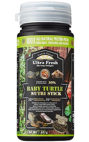 Ultra Fresh Floating Baby Turtle Food, All Natural Ingredients, Wild Sword Prawn, Calcium Vitamin D Enriched for Picky Aquatic Turtles, Baby Turtle Nutri Stick 1.6 oz