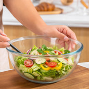 6 QT Large Glass Mixing Bowl with Lid for Sourdough Bread Making & Proofing | Thick Glass Salad Bowl Extra Large Glass Bowl for Baking Food Prep Dishwasher Microwave Freezer Safe Clear Dough Rising