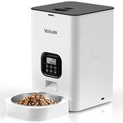 VOLUAS Automatic Cat Feeder, 4L Timed Dry Food Dispenser for Cats & Dogs | Programmable Portion Control, Up to 4 Meals Daily, Dual Power Supply, Power-Off Memory, 10-Second Voice Recorder