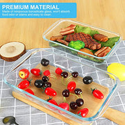 KOMUEE 8 Pieces Glass Baking Dish with Lids, Gray | Rectangular Glass Baking Pan, Bakeware Set with Lids for Lasagna, Leftovers, Cooking, Fridge-to-Oven, Casserole Dish