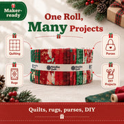 Christmas Jelly Roll Fabric for Quilting, 40 Precut 2.5" x 44" 100% Cotton Fabric Strips | Holiday Quilting Fabric Bundle for Sewing, Christmas Quilt Projects & DIY Crafts (Mistletoe Lane)