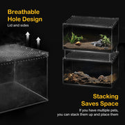 Clioran Reptile PC Tank,Escape Proof Magnetic Lid Tarantula Enclosure Large | Easy Clean Seamless Base Hermit Crab Habitat,Stackable Isopod Terrarium,Cross Ventilation Spider Starter Cage,Frog Container