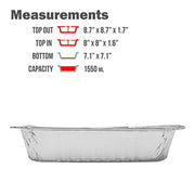 Fig & Leaf (35 Pack) 8” x 8” Square Baking Cake Pans with Plastic Dome Lids | Heavy Duty l Disposable Aluminum Foil Tins l Portable Food Containers l Perfect for Roasting Oven Toaster Cooking
