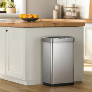 EKO Mirage-T 50 Liter / 13.2 Gallon Touchless Rectangular Motion Sensor Trash Can or Recycling Bin, Brushed Stainless Steel Finish