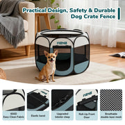 MZNZ Dog Playpen, Portable Cat Playpen Crate Indoor for Dogs Cats Rabbits, Foldable Small Animal Guinea Pigs Bunny Cage Enclosure for Outdoor, Pop Up Dogs Cats Tent Kennel with Carrying Case, Grey