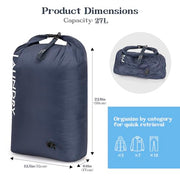 CANBOX Travel Laundry Bag, Waterproof Compression Storage for Dirty Clothes | Wet/Dry Space-Saving Laundry Storage Organizer, Smell Proof Storage Bag for Clothing, Swimming, Yoga, Gym, Camping,L