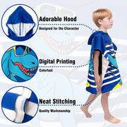 growell Hooded Kids Beach Towels - Toddler Bath Towel Girls Boys Swim Cover-ups for Ages 1 to 6 Kids Pool Towels Quick Dry Lightweight Soft Microfiber Poncho Towel 24x23 (Dinosaur Navy)