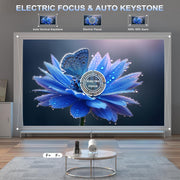 Mini Projector, Portable Smart Projector 4K WiFi 6 BT 5.4 [Built-in App] | Auto Keystone, Movie Projector Compatible With HDMI/USB/TV Stick/Smartphone/Laptop/PS5 Home Theater 180° Rotation White
