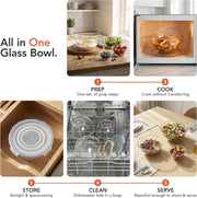 GENICOOK 4Set Nesting Glass Mixing Bowl Set with Airtight Lids BPA Free | Borosilicate Glass Dishwasher, microwave, oven & refrigerator safe,for food prep, mixing, baking and Storage.