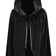 ODOCARE 59Inch Velvet Cloak with Hood for Men & Women, Hooded Cape Cloak Unisex Halloween Witch Vampire Wizard Raven Cosplay Costume(black,L)