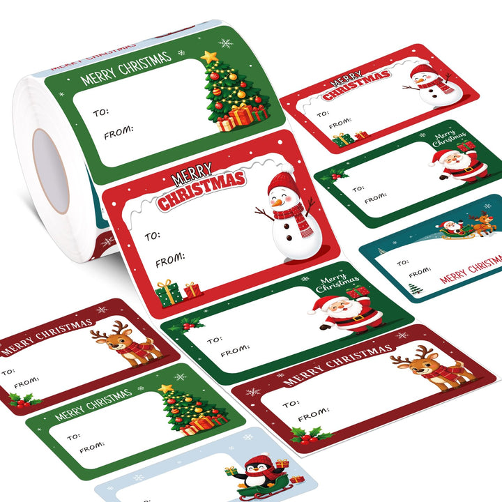 Alynta Christmas Gift Tags Stickers 500Pcs 3 x 2 Inch Christmas Name Tags | Christmas Labels Holiday Xmas to and from Tags Stickers for Gifts Presents Envelope Seals Cards Decorations(Red Green)