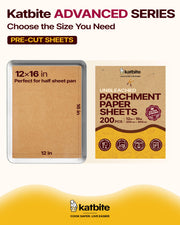 Katbite 200Pcs 12x16 In Unbleached Parchment Paper for Baking, Precut Parchment Paper Sheets, Heavy Duty Flat Baking Paper, Half Sheet Baking Sheets for Baking Cookies, Cooking, Air Fryer, Oven