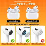 Inesore 4 Pairs Replacement Ear Tips for AirPods Pro 2nd/1st (White) | (2019/2022/2023) with Noise Reduction Hole & Built-in dust Guard Screen,Silicone, with Cleaner Pen,4 Size (XS/S/M/L)