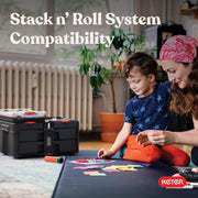 Keter Stack N' Roll 2 Pack Half Organizer Storage Box | Adjustable Dividers, Transparent Lid, IP54 Water Resistant Parts Organizer, Modular Tool Storage System