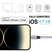 iPhone Charger, Lightning Cable 3PACK 6FT MFi Certified USB Charging Cord | Nylon Braided High Speed Transfer Cable Compatible with iPhone 14 Pro Max/13 Pro/12/11/XS MAX/XR/XS/X/8/iPad Pro Mini Air