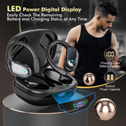HAOYUYAN Wireless Earbuds, Sports Bluetooth Headphones, 80Hrs Playtime Ear Buds with LED Power Display, Noise Canceling Headset, IPX7 Waterproof Earphones for Workout/Running（Black）