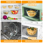 Glass Mixing Bowls with Lids Set of 5(4.78QT,2.2QT,1.7QT,1.1QT,0.85QT),Thick Glass Nesting Bowls for Kitchen Baking,Cooking Prep,Storage,Serving,Large Salad Bowls,Dishwasher Microwave Freezer Safe