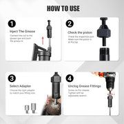 Heavy Duty Grease Fitting Cleaner Tool,8700 PSI, Compatible with M6/M8/M10 | All-Metal Non-Slip Design for Tractors, Trucks, Excavators & Farm Machinery; Helps Clear Hardened Grease & Frozen Bearings