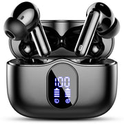 Wireless Earbuds, Bluetooth 5.4 Headphones Bass Stereo/Clear Calls, Black | Ear Buds with Noise Cancelling Mic LED Display in Ear Earphones IP7 Waterproof 36H Bluetooth Earbuds for Phones/Sport/Laptop