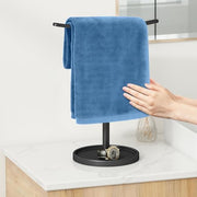 STWWO Hand Towel Holder | Stainless Steel Towel Holder Stand for Bathroom, Kitchen Countertop, T-Shaped Hand Towel Rack Stand, Black