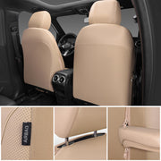 CAR PASS 3D Foam PU Leather Car Seat Covers, Universal Seat Covers Front 2 for Trucks SUV Sedan Automotive Seat Covers Armrest Airbag Compatible Waterproof Comfortable Faux Nappa Leather All Beige