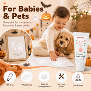 Noosuna Baby Hand and Footprint Paint with Sponge Head, 1.69 fl oz, White | Baby Safe Paint, Non-Toxic and Washable, Newborn Memento, New Mom Gifts, My First Halloween